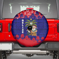 Belize Christmas Spare Tire Cover with Santa Toucan Palm Tree and Tribal Holiday Pattern - Wonder Print Shop