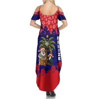 Belize Christmas Summer Maxi Dress with Santa Toucan Palm Tree and Tribal Holiday Pattern - Wonder Print Shop