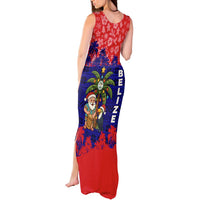 Belize Christmas Tank Maxi Dress with Santa Toucan Palm Tree and Tribal Holiday Pattern - Wonder Print Shop