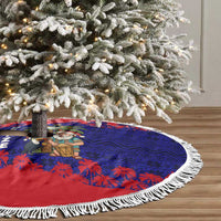 Belize Christmas Tree Skirt with Santa Toucan Palm Tree and Tribal Holiday Pattern - Wonder Print Shop