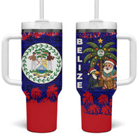 Belize Christmas Tumbler With Handle with Santa Toucan Palm Tree and Tribal Holiday Pattern - Wonder Print Shop