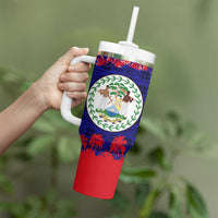 Belize Christmas Tumbler With Handle with Santa Toucan Palm Tree and Tribal Holiday Pattern - Wonder Print Shop