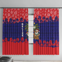 Belize Christmas Window Curtain with Santa Toucan Palm Tree and Tribal Holiday Pattern - Wonder Print Shop