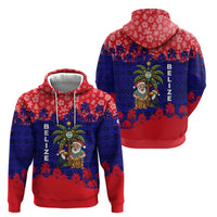 Belize Christmas Zip Hoodie with Santa Toucan Palm Tree and Tribal Holiday Pattern - Wonder Print Shop