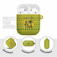 Saint Vincent and the Grenadines Christmas AirPods Case with Gingerbread Boy Palm Tree and Traditional Pattern - Wonder Print Shop