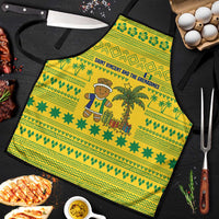 Saint Vincent and the Grenadines Christmas Apron with Gingerbread Boy Palm Tree and Traditional Pattern - Wonder Print Shop