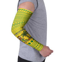 Saint Vincent and the Grenadines Christmas Arm Sleeves with Gingerbread Boy Palm Tree and Traditional Pattern - Wonder Print Shop