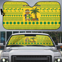 Saint Vincent and the Grenadines Christmas Auto Sun Shade with Gingerbread Boy Palm Tree and Traditional Pattern - Wonder Print Shop