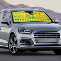 Saint Vincent and the Grenadines Christmas Auto Sun Shade with Gingerbread Boy Palm Tree and Traditional Pattern - Wonder Print Shop