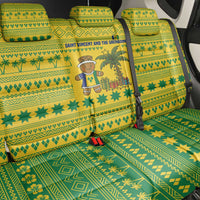 Saint Vincent and the Grenadines Christmas Back Car Seat Cover with Gingerbread Boy Palm Tree and Traditional Pattern - Wonder Print Shop