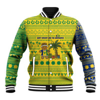 Saint Vincent and the Grenadines Christmas Baseball Jacket with Gingerbread Boy Palm Tree and Traditional Pattern - Wonder Print Shop