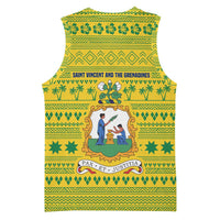 Saint Vincent and the Grenadines Christmas Basketball Jersey with Gingerbread Boy Palm Tree and Traditional Pattern - Wonder Print Shop