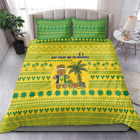 Saint Vincent and the Grenadines Christmas Bedding Set with Gingerbread Boy Palm Tree and Traditional Pattern - Wonder Print Shop