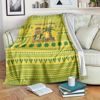 Saint Vincent and the Grenadines Christmas Blanket with Gingerbread Boy Palm Tree and Traditional Pattern - Wonder Print Shop