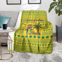 Saint Vincent and the Grenadines Christmas Blanket with Gingerbread Boy Palm Tree and Traditional Pattern - Wonder Print Shop