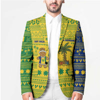 Saint Vincent and the Grenadines Christmas Blazer with Gingerbread Boy Palm Tree and Traditional Pattern - Wonder Print Shop