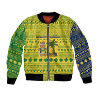 Saint Vincent and the Grenadines Christmas Bomber Jacket with Gingerbread Boy Palm Tree and Traditional Pattern - Wonder Print Shop