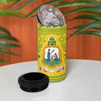Saint Vincent and the Grenadines Christmas 4 in 1 Can Cooler Tumbler with Gingerbread Boy Palm Tree and Traditional Pattern - Wonder Print Shop
