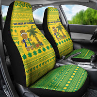 Saint Vincent and the Grenadines Christmas Car Seat Cover with Gingerbread Boy Palm Tree and Traditional Pattern - Wonder Print Shop