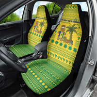 Saint Vincent and the Grenadines Christmas Car Seat Cover with Gingerbread Boy Palm Tree and Traditional Pattern - Wonder Print Shop