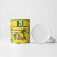Saint Vincent and the Grenadines Christmas Ceramic Mug with Gingerbread Boy Palm Tree and Traditional Pattern - Wonder Print Shop