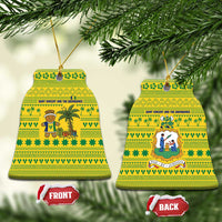 Saint Vincent and the Grenadines Christmas Ceramic Ornament with Gingerbread Boy Palm Tree and Traditional Pattern - Wonder Print Shop