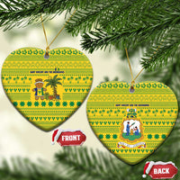 Saint Vincent and the Grenadines Christmas Ceramic Ornament with Gingerbread Boy Palm Tree and Traditional Pattern - Wonder Print Shop