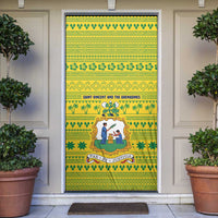 Saint Vincent and the Grenadines Christmas Door Cover with Gingerbread Boy Palm Tree and Traditional Pattern - Wonder Print Shop