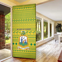 Saint Vincent and the Grenadines Christmas Door Cover with Gingerbread Boy Palm Tree and Traditional Pattern - Wonder Print Shop
