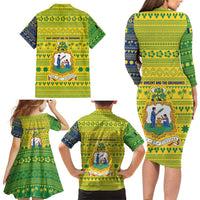 Saint Vincent and the Grenadines Christmas Family Matching Long Sleeve Bodycon Dress and Hawaiian Shirt with Gingerbread Boy Palm Tree and Traditional Pattern - Wonder Print Shop