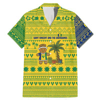 Saint Vincent and the Grenadines Christmas Family Matching Mermaid Dress and Hawaiian Shirt with Gingerbread Boy Palm Tree and Traditional Pattern - Wonder Print Shop