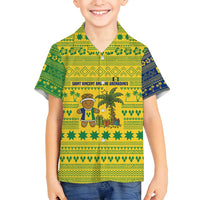 Saint Vincent and the Grenadines Christmas Family Matching Tank Maxi Dress and Hawaiian Shirt with Gingerbread Boy Palm Tree and Traditional Pattern - Wonder Print Shop