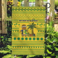 Saint Vincent and the Grenadines Christmas Garden Flag with Gingerbread Boy Palm Tree and Traditional Pattern - Wonder Print Shop