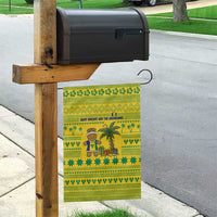 Saint Vincent and the Grenadines Christmas Garden Flag with Gingerbread Boy Palm Tree and Traditional Pattern - Wonder Print Shop