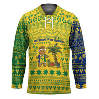 Saint Vincent and the Grenadines Christmas Hockey Jersey with Gingerbread Boy Palm Tree and Traditional Pattern - Wonder Print Shop