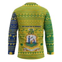 Saint Vincent and the Grenadines Christmas Hockey Jersey with Gingerbread Boy Palm Tree and Traditional Pattern - Wonder Print Shop