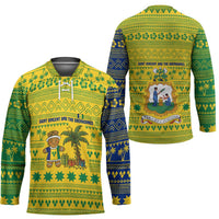 Saint Vincent and the Grenadines Christmas Hockey Jersey with Gingerbread Boy Palm Tree and Traditional Pattern - Wonder Print Shop