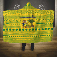 Saint Vincent and the Grenadines Christmas Hooded Blanket with Gingerbread Boy Palm Tree and Traditional Pattern - Wonder Print Shop