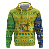 Saint Vincent and the Grenadines Christmas Hoodie with Gingerbread Boy Palm Tree and Traditional Pattern - Wonder Print Shop