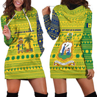 Saint Vincent and the Grenadines Christmas Hoodie Dress with Gingerbread Boy Palm Tree and Traditional Pattern - Wonder Print Shop