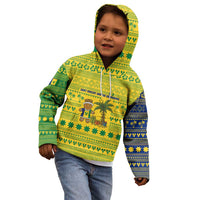 Saint Vincent and the Grenadines Christmas Kid Hoodie with Gingerbread Boy Palm Tree and Traditional Pattern - Wonder Print Shop
