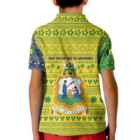 Saint Vincent and the Grenadines Christmas Kid Polo Shirt with Gingerbread Boy Palm Tree and Traditional Pattern - Wonder Print Shop