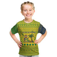 Saint Vincent and the Grenadines Christmas Kid T Shirt with Gingerbread Boy Palm Tree and Traditional Pattern - Wonder Print Shop