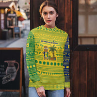 Saint Vincent and the Grenadines Christmas Ugly Christmas Sweater with Gingerbread Boy Palm Tree and Traditional Pattern - Wonder Print Shop