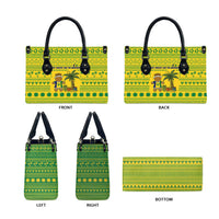 Saint Vincent and the Grenadines Christmas Leather Bag with Gingerbread Boy Palm Tree and Traditional Pattern - Wonder Print Shop