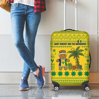 Saint Vincent and the Grenadines Christmas Luggage Cover with Gingerbread Boy Palm Tree and Traditional Pattern - Wonder Print Shop