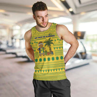 Saint Vincent and the Grenadines Christmas Men Tank Top with Gingerbread Boy Palm Tree and Traditional Pattern - Wonder Print Shop
