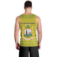 Saint Vincent and the Grenadines Christmas Men Tank Top with Gingerbread Boy Palm Tree and Traditional Pattern - Wonder Print Shop