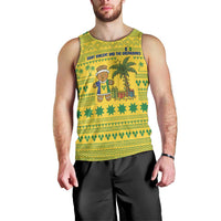 Saint Vincent and the Grenadines Christmas Men Tank Top with Gingerbread Boy Palm Tree and Traditional Pattern - Wonder Print Shop