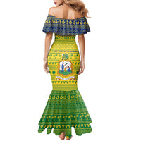 Saint Vincent and the Grenadines Christmas Mermaid Dress with Gingerbread Boy Palm Tree and Traditional Pattern - Wonder Print Shop